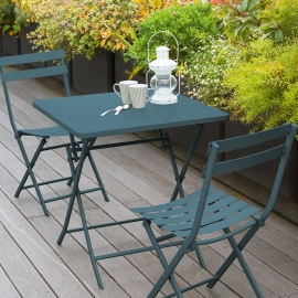 TABLE GREENSBORO CARREE BLEU CANARD 2P
