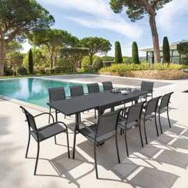 TABLE PIAZZA EXT ALU GRAPHITE 10P