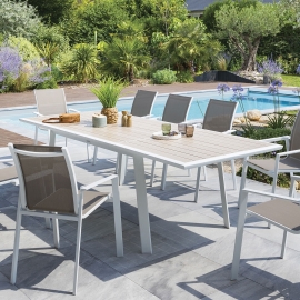 TABLE PAVANE EXTENSIBLE LIN ET BLANC10P