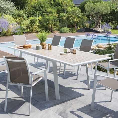 TABLE PAVANE EXTENSIBLE LIN ET BLANC10P