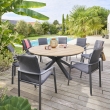 TABLE RONDE ORIENGO ACACIA GRAPHITE 8P
